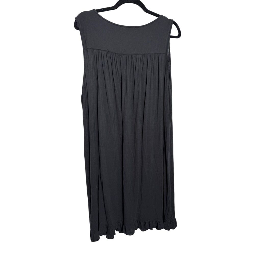 Eileen West Black Lace Ruffle Soft Cozy Nightgown Size XL